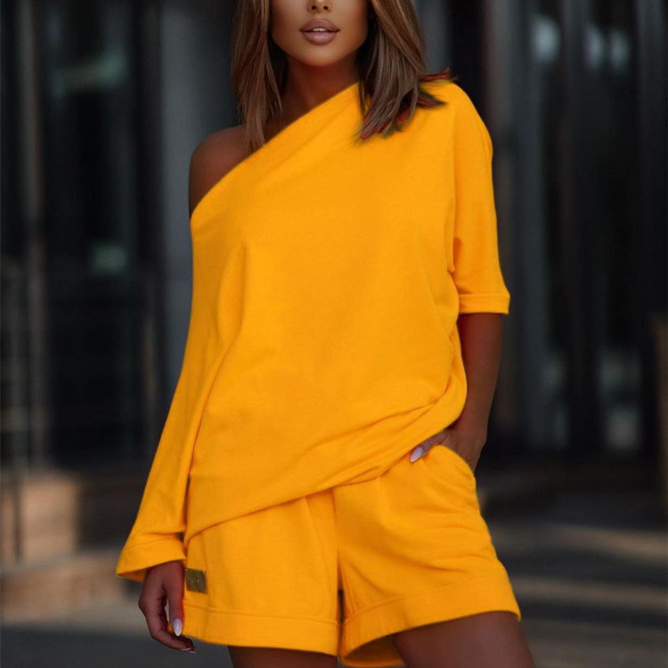 Women's Off-Shoulder Loose Two-Piece Hoodie and Pants Set