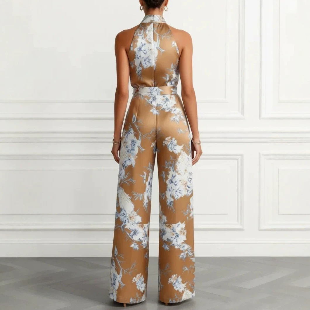 Streetwear Print Sleeveless High-Waist Wide-Leg Jumpsuit