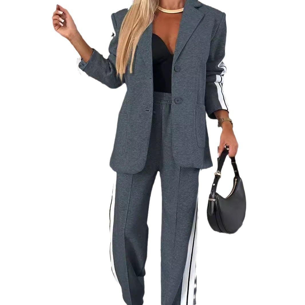 Women's Long Sleeve Lapel Collar Casual Blazer Set