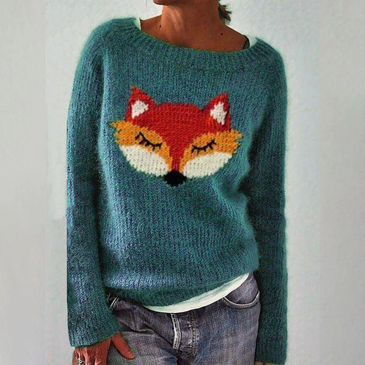3D Print Women's Crewneck Pullover Sweater Long Sleeve Knit Top