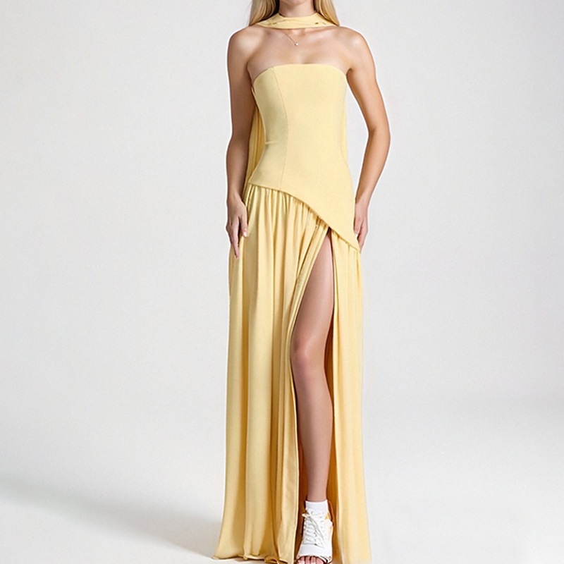 Women's Elegant Open-Back Pleated Cami Dress