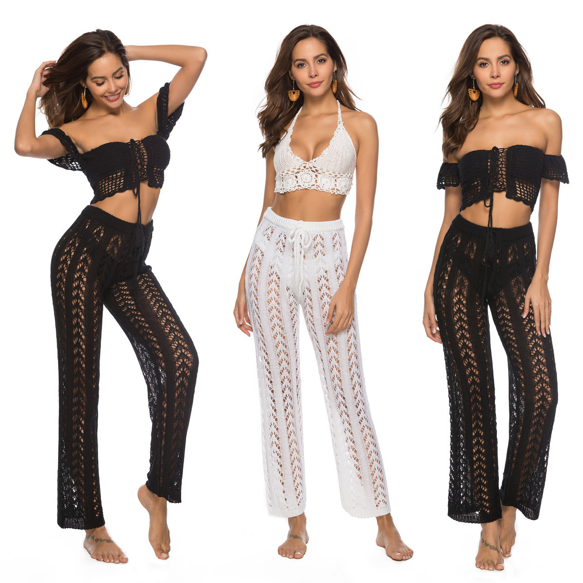 Sexy Cutout Wide-Leg Beach Pants for Women