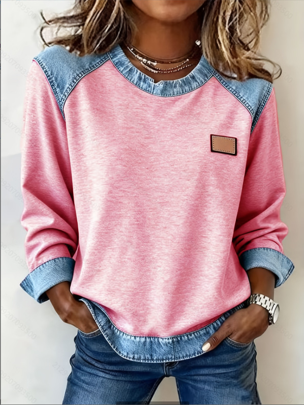Women's Leopard Print Crewneck Sweatshirt Waffle Knit Long Sleeve