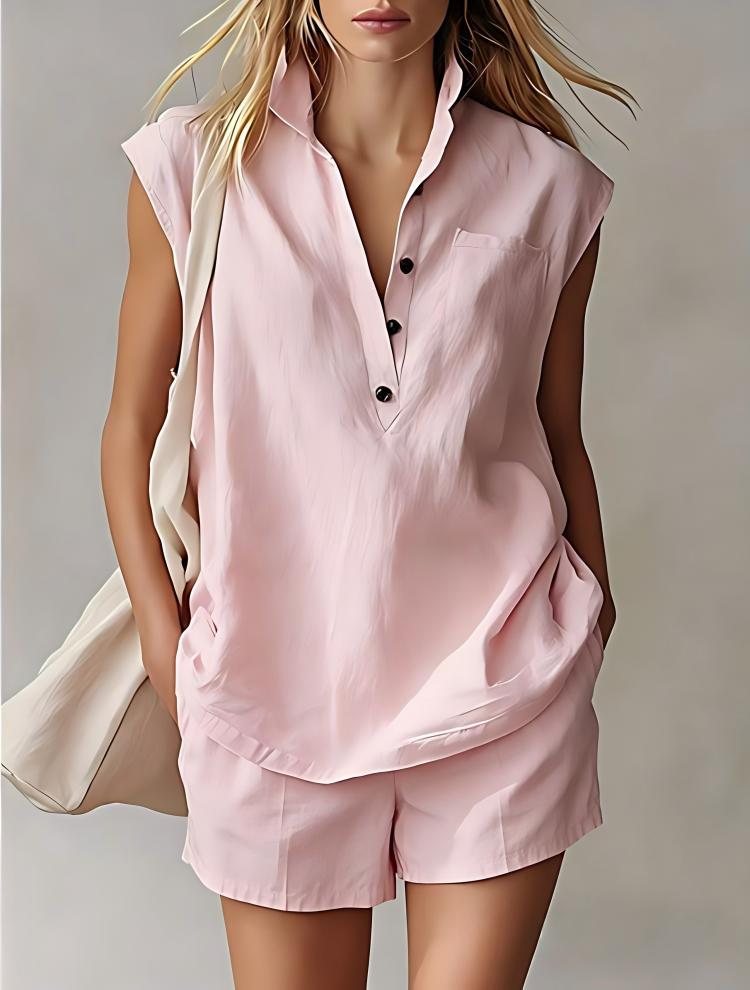 Women's Sleeveless Cropped Casual Two-Piece Set