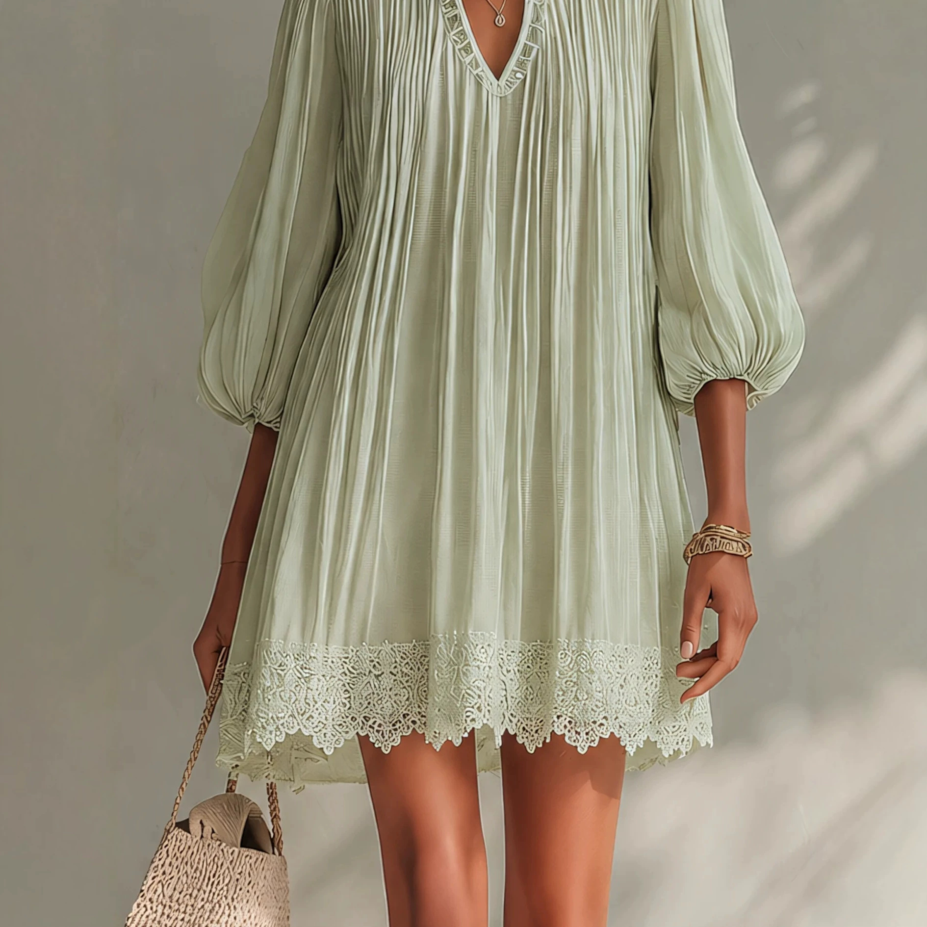 Asymmetric Ruffle Flowy Boho Lace Dress
