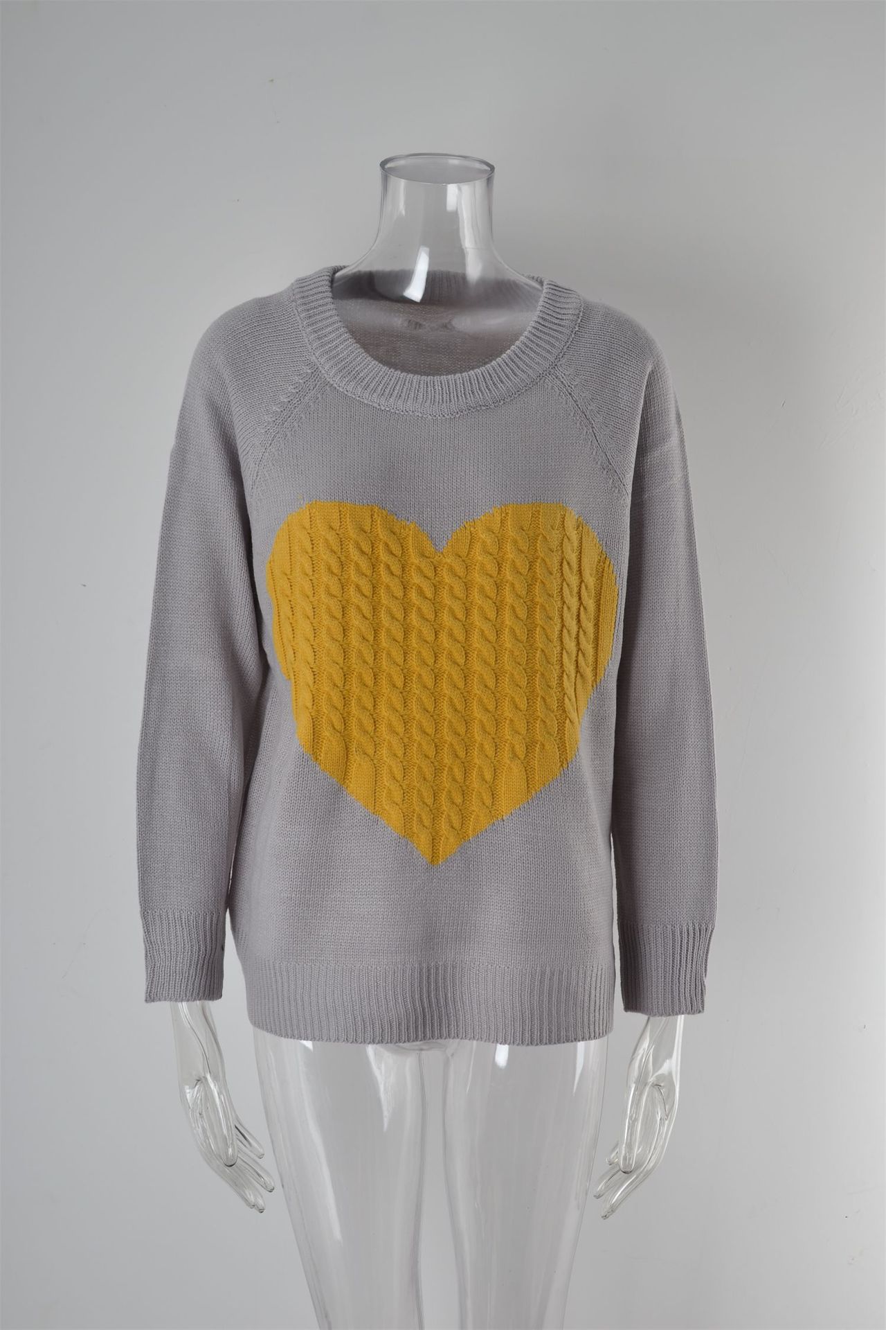 Women's Heart Print Knit Pullover Sweater