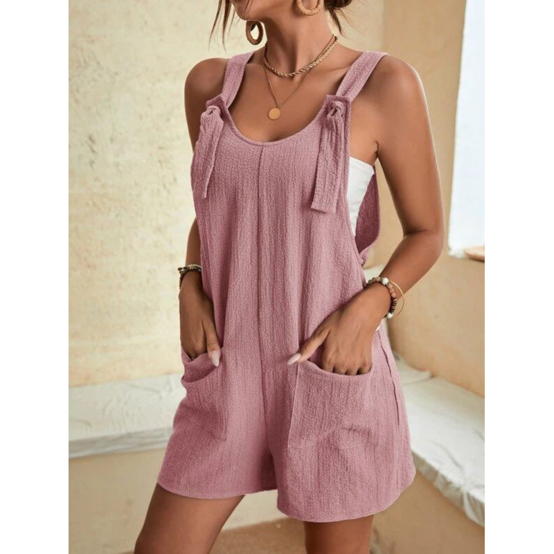 Women's Summer Sleeveless Romper with Straps and Shorts