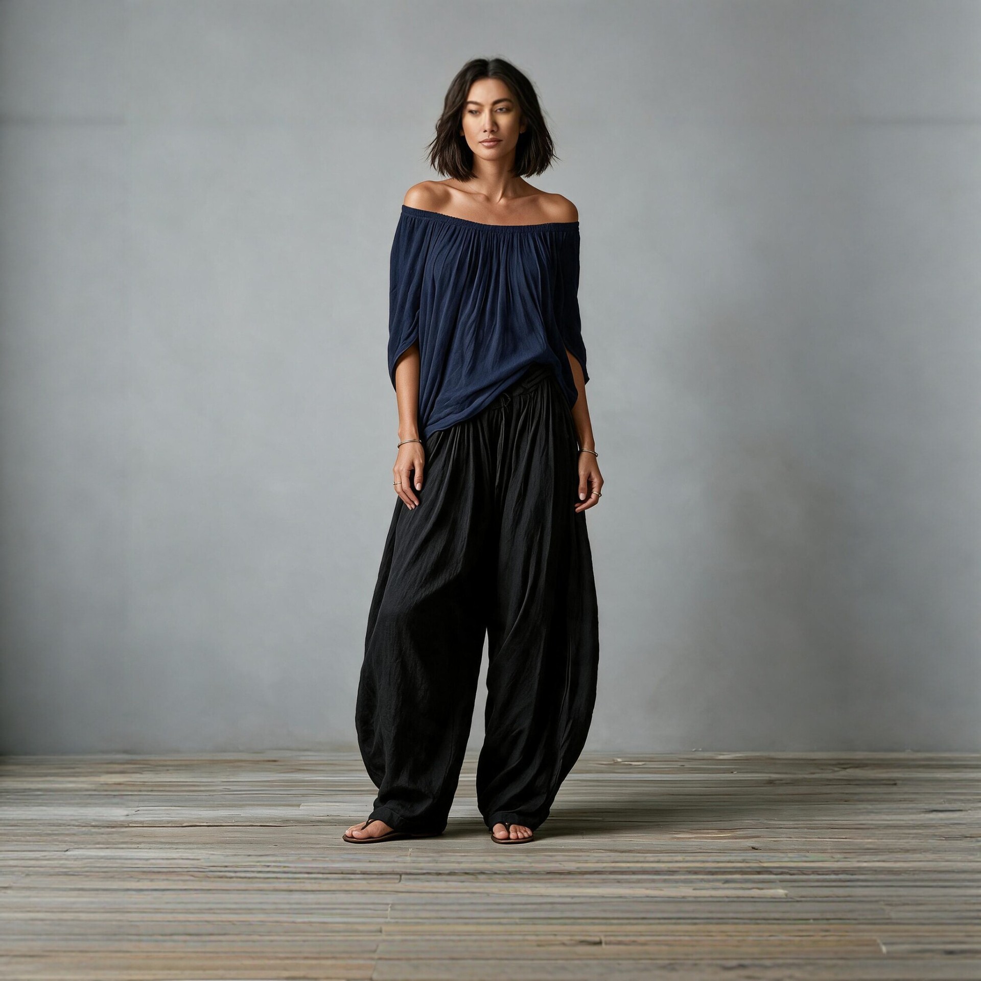 Women's Off-Shoulder Top & Wide-Leg Pants Set Casual Two-Piece