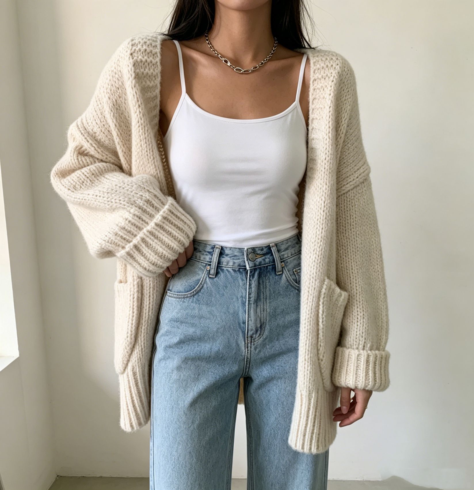 Chunky Knit Cardigan Women's Loose Soft Oversized Sweater Coat