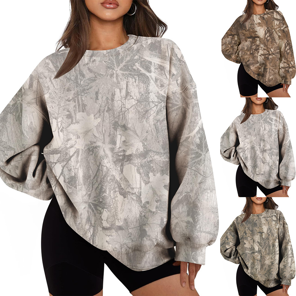 Women's Tree Branch Print Crewneck Loose Sweatshirt