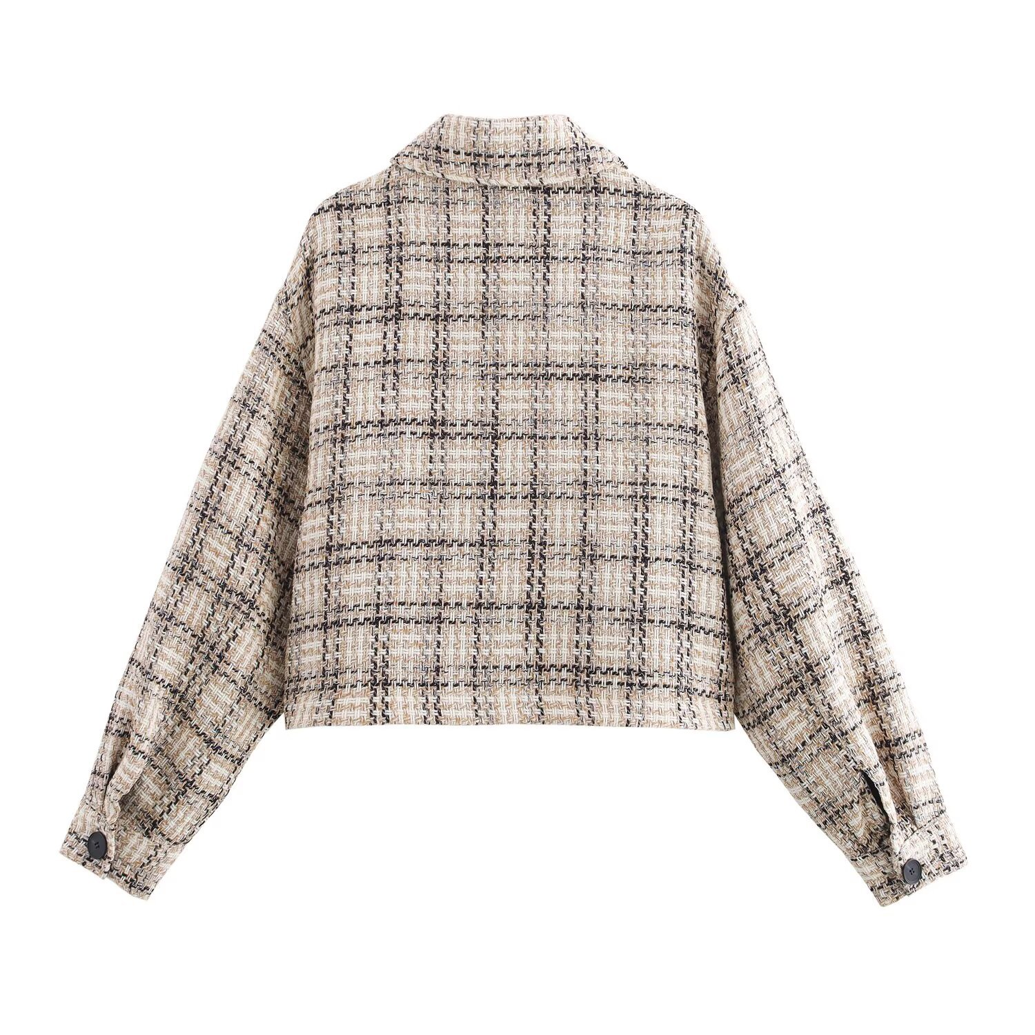 Women's Plaid Button-Front Jacket, Loose Fit, Long Sleeve