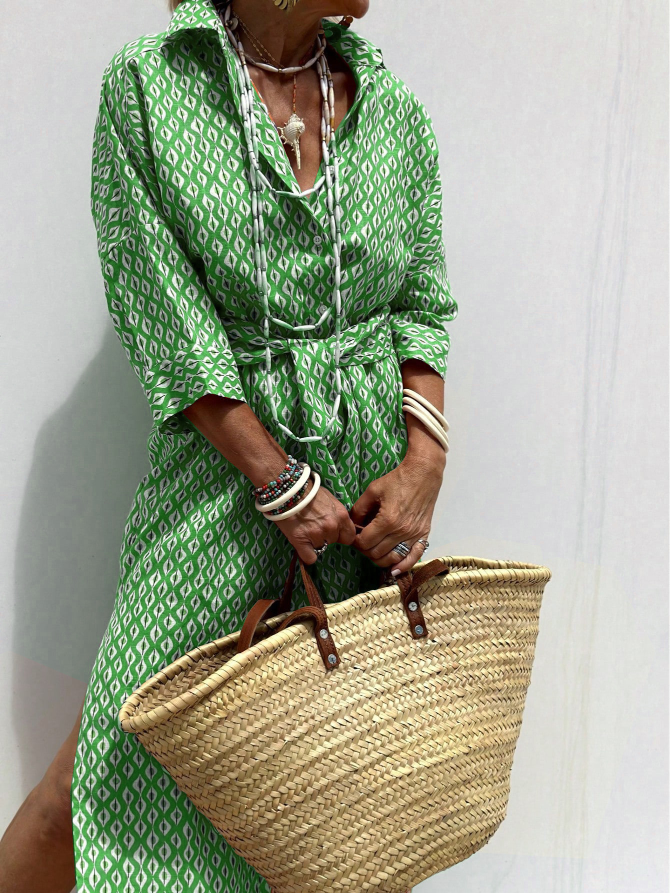 Women's Striped Button-Front Shirt Dress with Collar and Short Sleeves