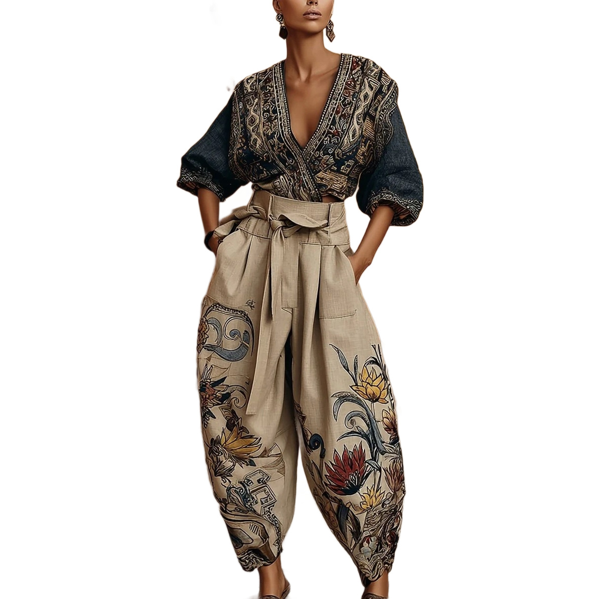 Women's Streetwear Print Two-Piece Set Loose Fit