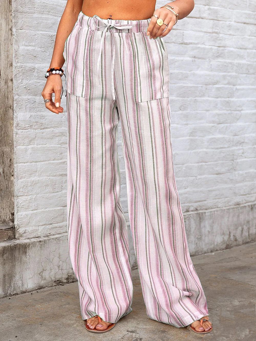Women's Loose Striped Print Casual Pants