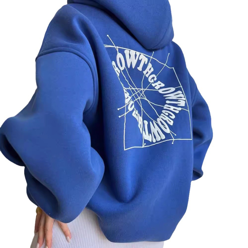 Women's Casual Letter Print Hooded Sweatshirt Long Sleeve Pullover