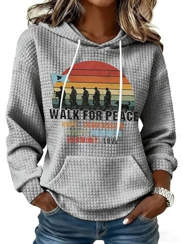 Women's Waffle Knit Peace & Light Animal Print Hoodie