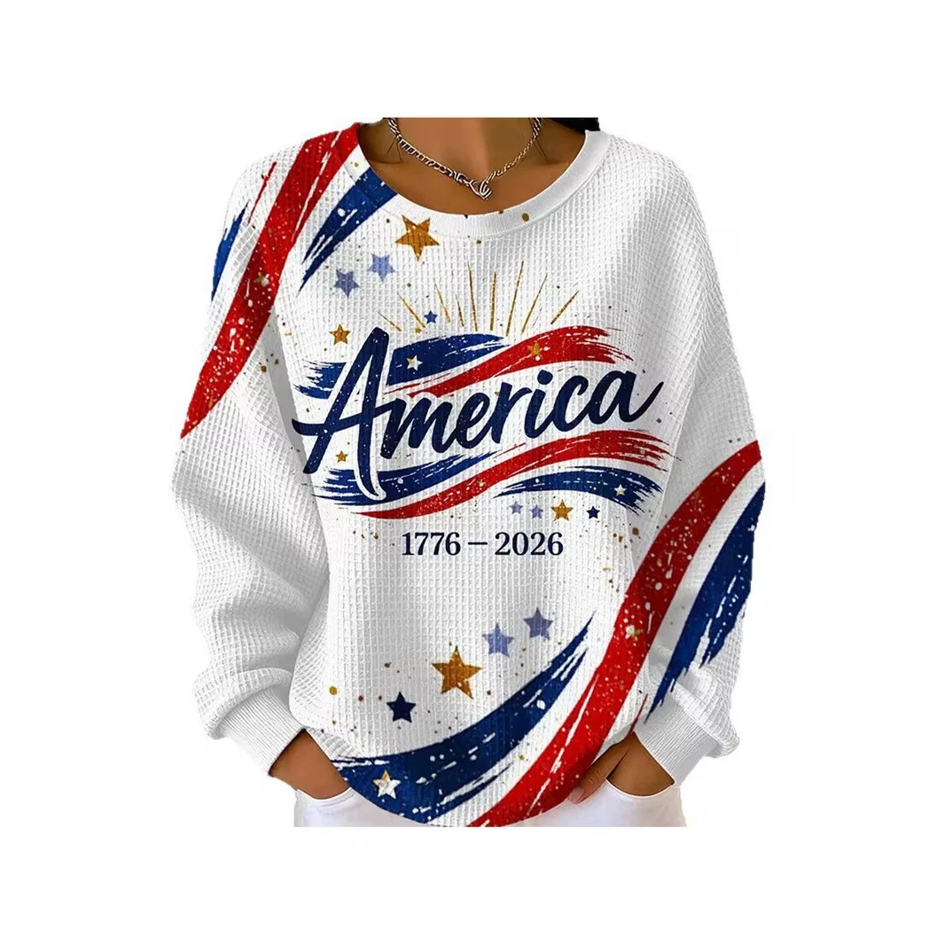 Women's USA Flag Star Print Sweatshirt