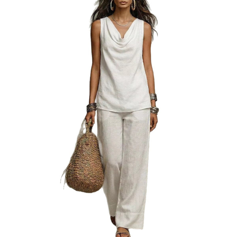 Women's Solid V-Neck Casual Two-Piece Set Short Sleeve Top
