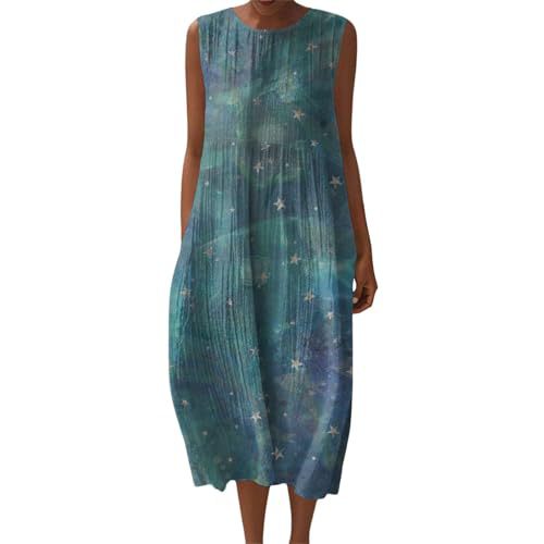 Women's Vintage Floral Print Sleeveless Midi Dress