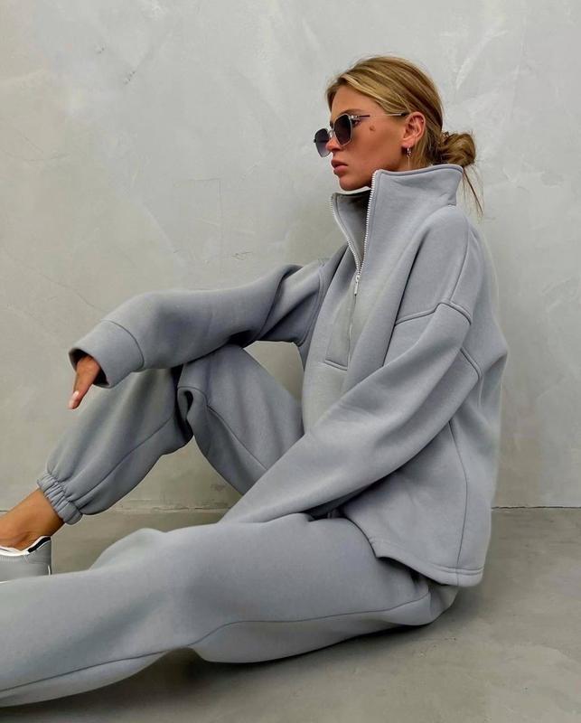 Women's Long Sleeve Stand Collar Zip Two-Piece Tracksuit Set