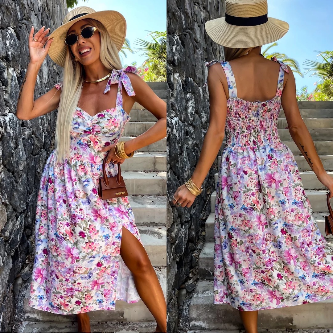 Women's Waist-Cinching Slit Lace-Up Sleeveless Cami Dress