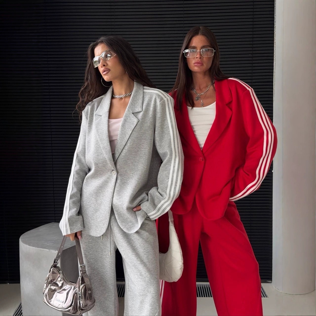 Rhinestone Letter Cropped Hooded Cardigan and Drawstring Wide-Leg Pants Two-Piece Set