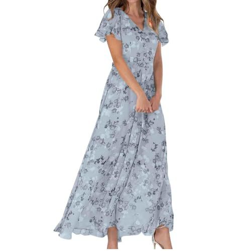 Women's Butterfly Floral Print Ruched Midi Dress Deep V-Neck Sleeveless Slim Fit