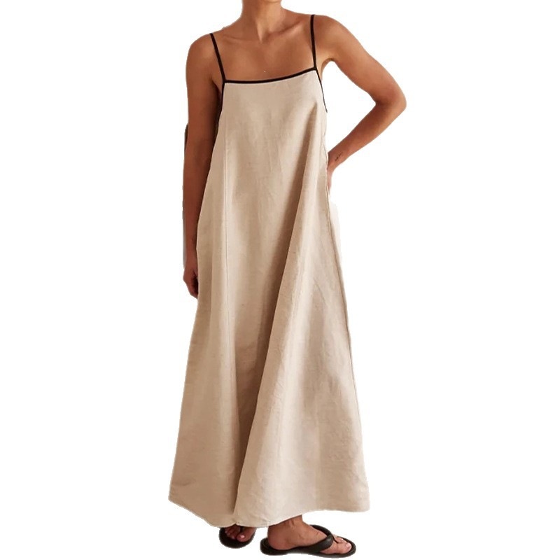 Women's Solid Color Sleeveless Cami Maxi Dress