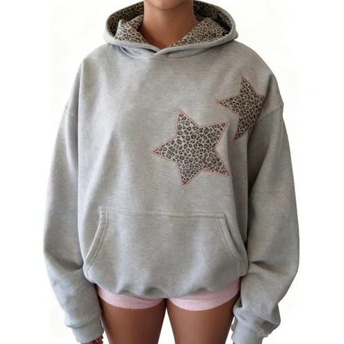 Women's Star Leopard Print Casual Hoodie