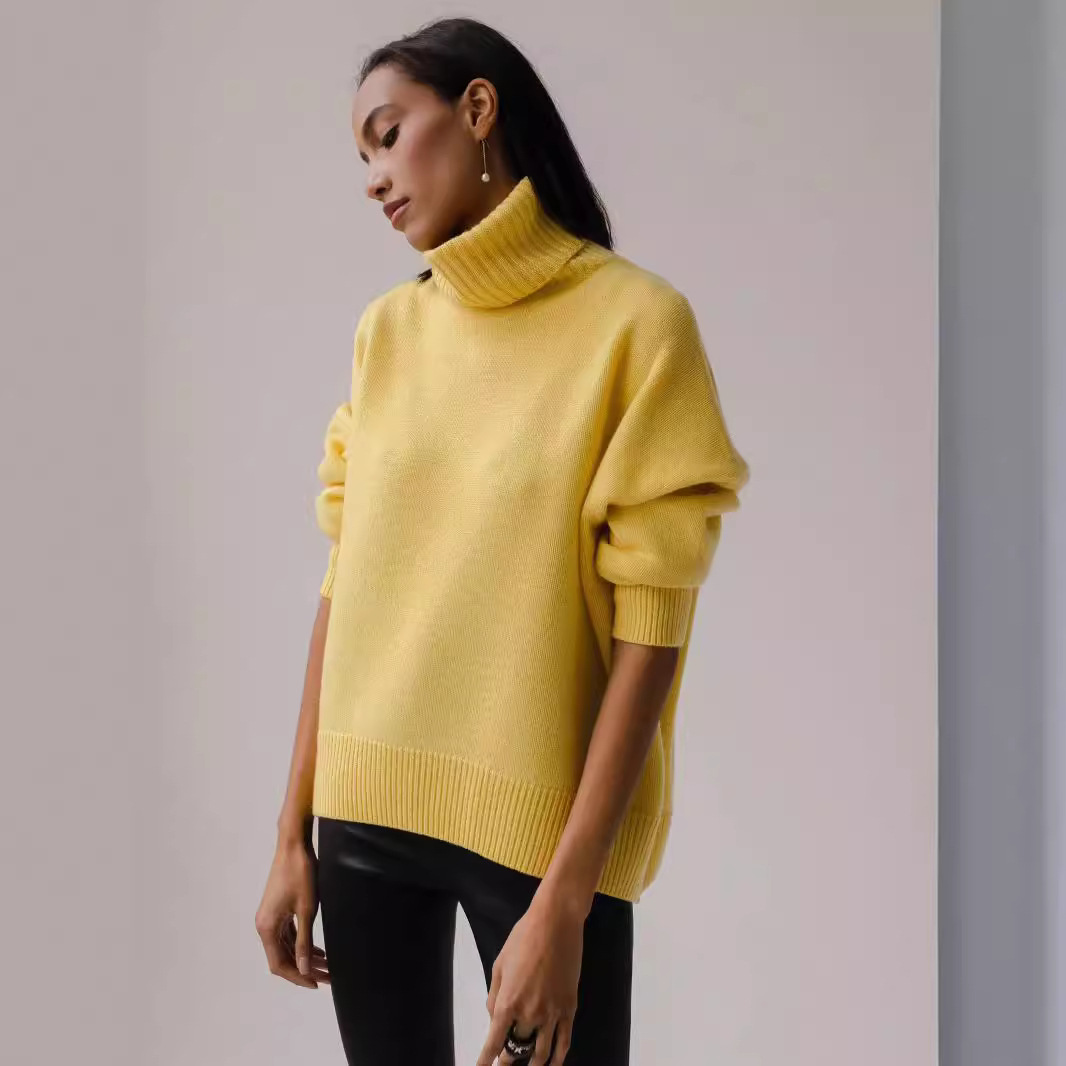 Soft High Turtleneck Solid Pullover Sweater