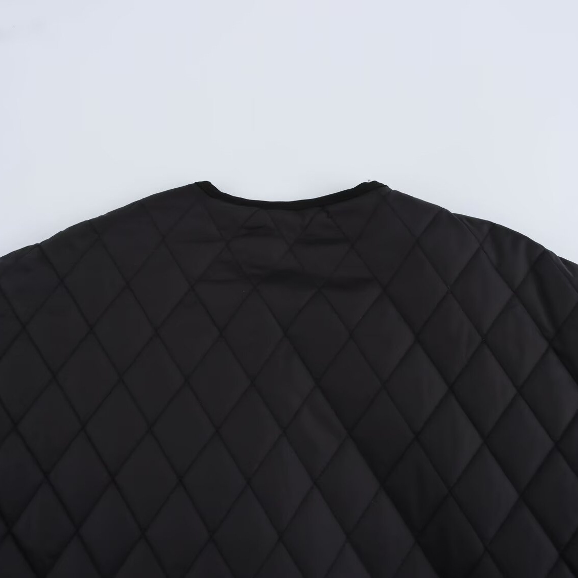 Women's Quilted Puffer Coat Diamond Pattern High-Low Hem Oversized