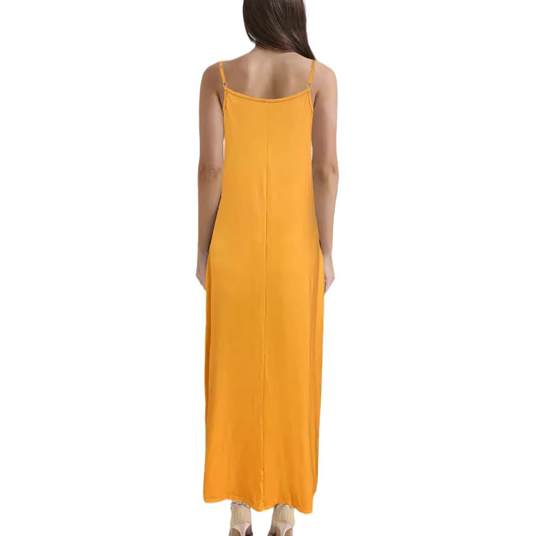 Women's High Waist V-Neck Sleeveless Maxi Dress with 3D Digital Print