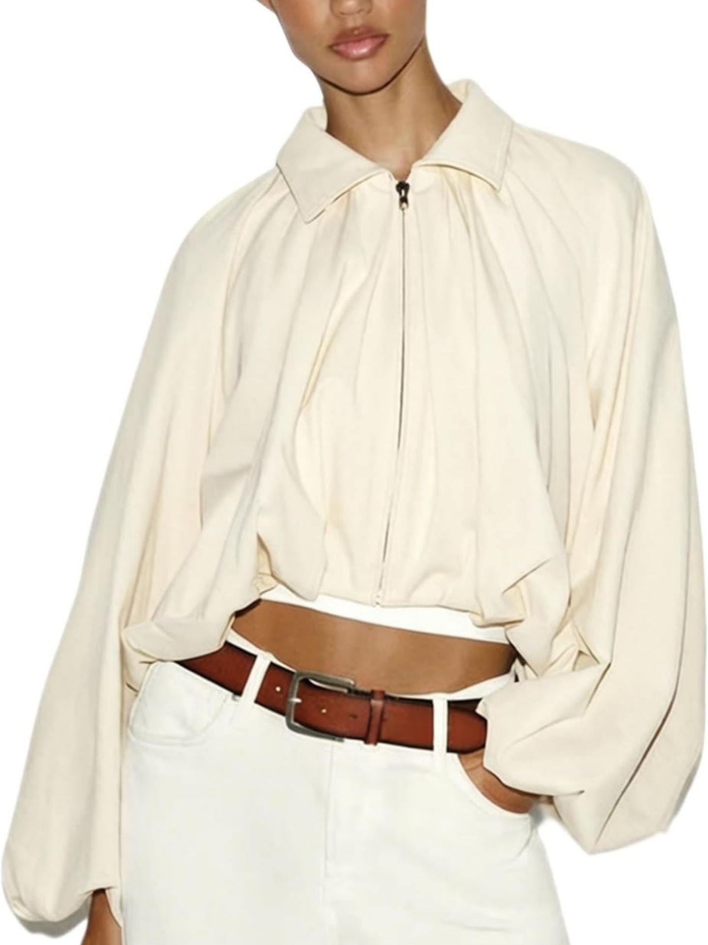 Solid Color Casual Sweet Bomber Jacket for Women