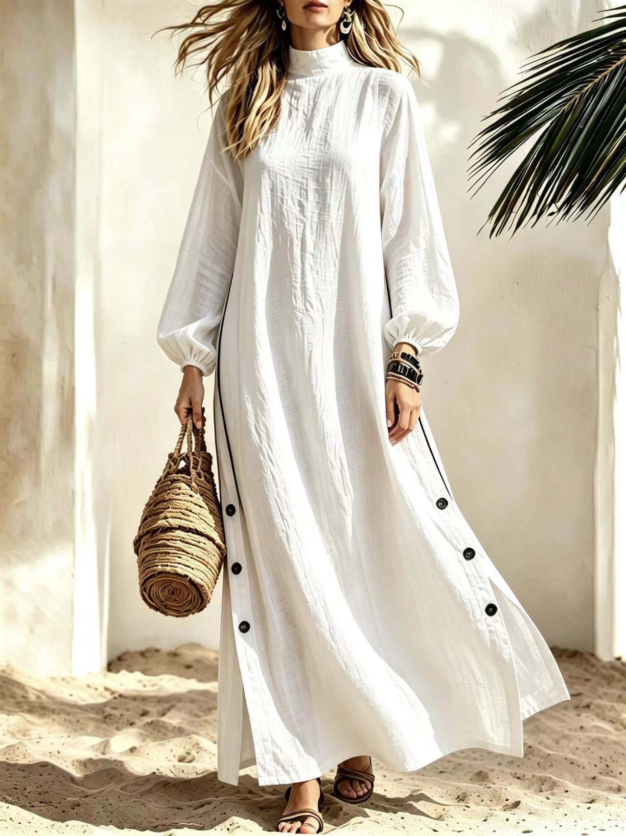 Women's Half-Turtleneck Long-Sleeve Loose Casual Dress