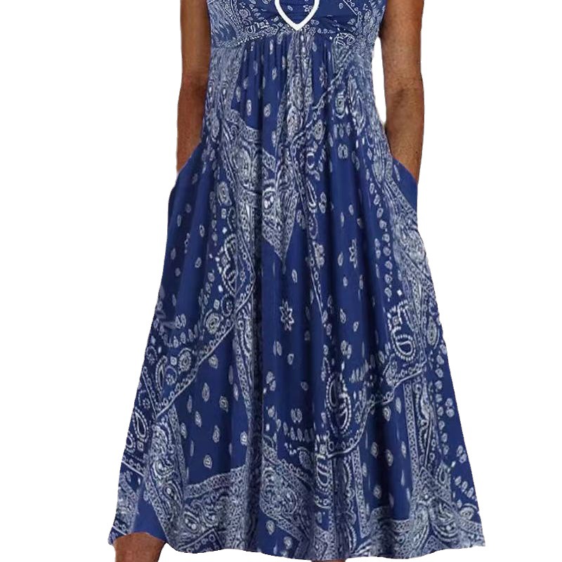 Sleeveless Floral Midi Dress Square Neck Loose Fit Vacation