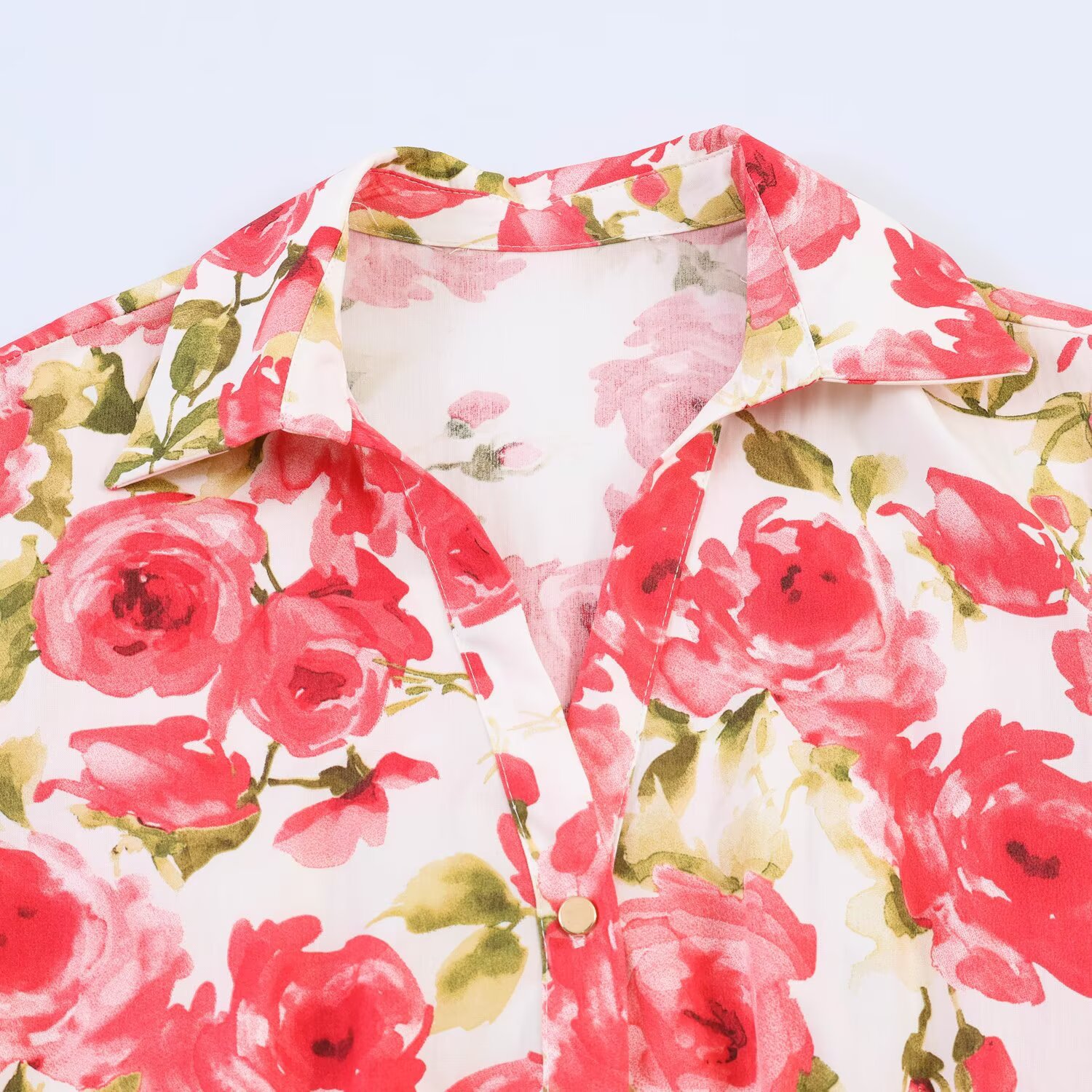 Floral Print Belted Dress with Collar and Puff Sleeves