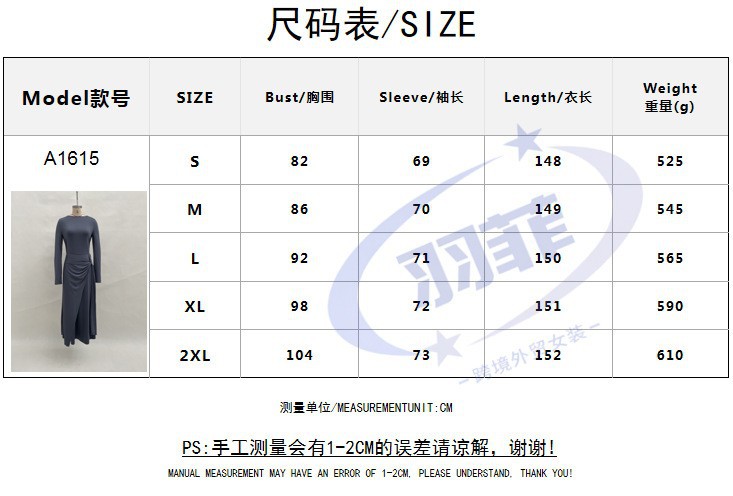 Women's Solid Wrap Long Dress with Knot Detail Long Sleeve