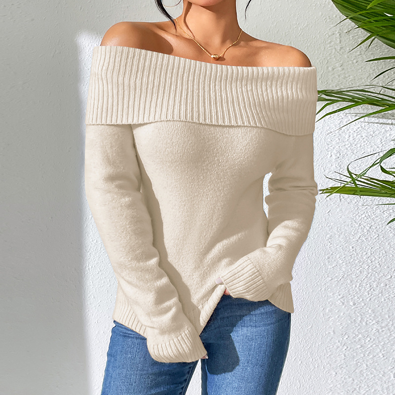 Women's Off-Shoulder Slim Fit Knit Sweater