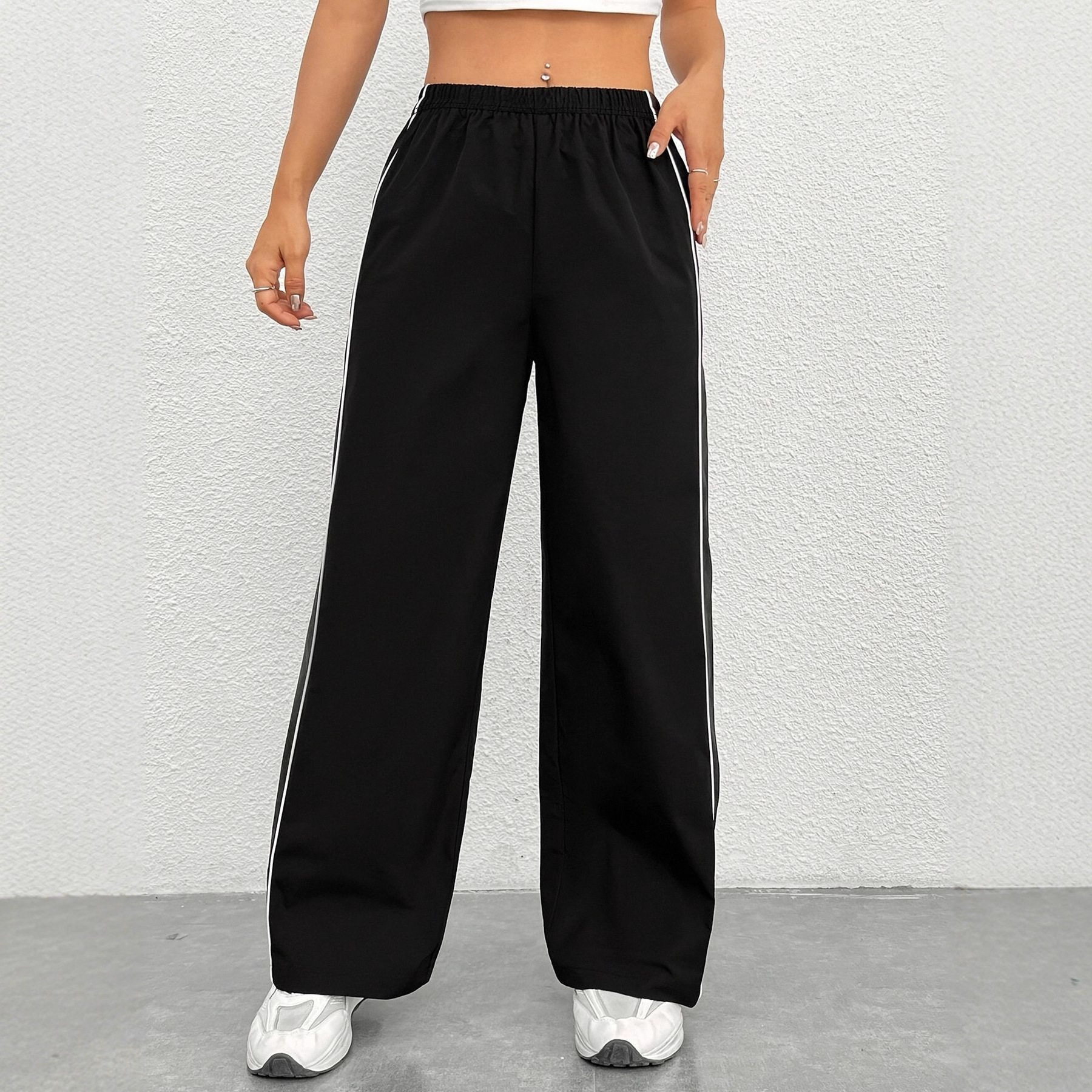 Women's Black Elegant Casual Long Pants