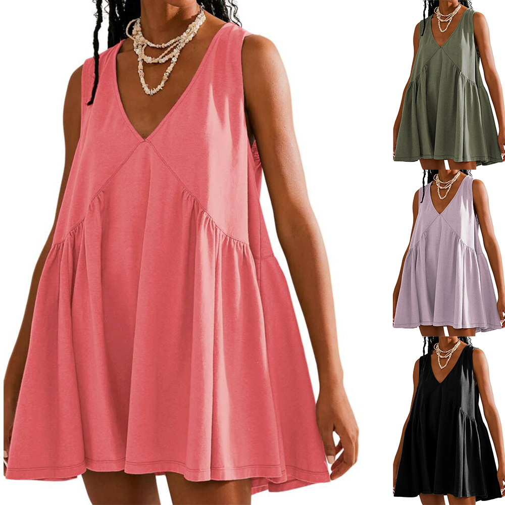 Women's Summer V-Neck Sleeveless Loose Fit Dress
