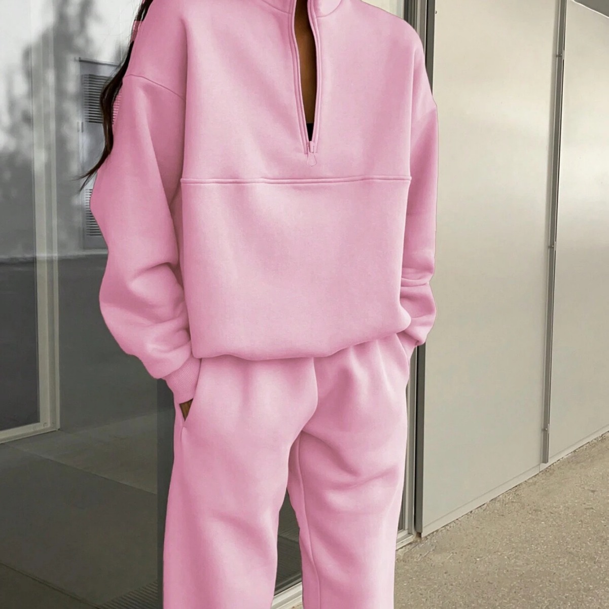 Women's Casual Thick Long-Sleeve Hoodie and Pants Two-Piece Set
