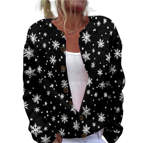 Women's Forest Leaf Print Button Cardigan Sweater