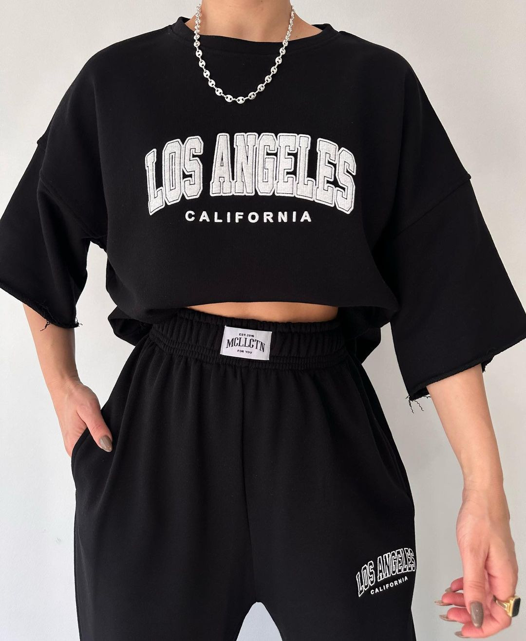Women's Casual Print Short Sleeve Sweatshirt and Pants Two-Piece Set