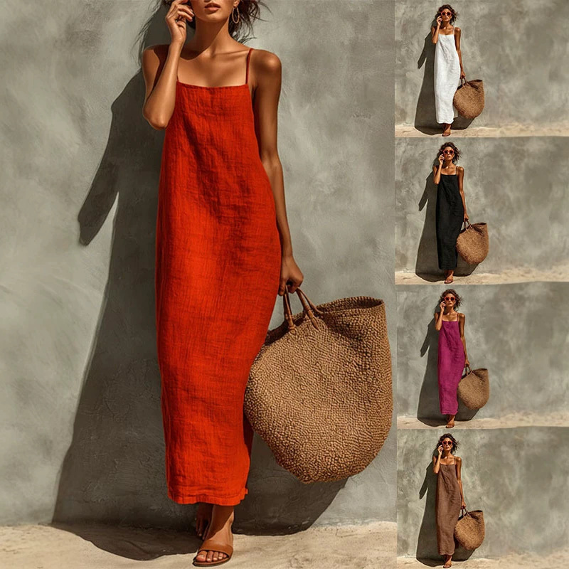 Adjustable Strap Square Neck Boho Vacation Dress