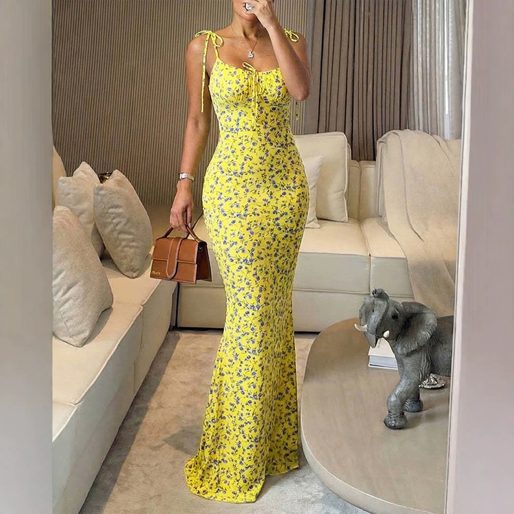 Floral Print Sleeveless A-Line Maxi Dress