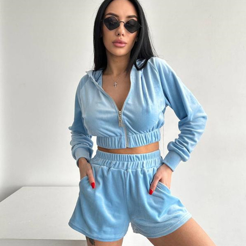 Women's Floral Print Long Sleeve Zip Cardigan Top and Casual Shorts Set