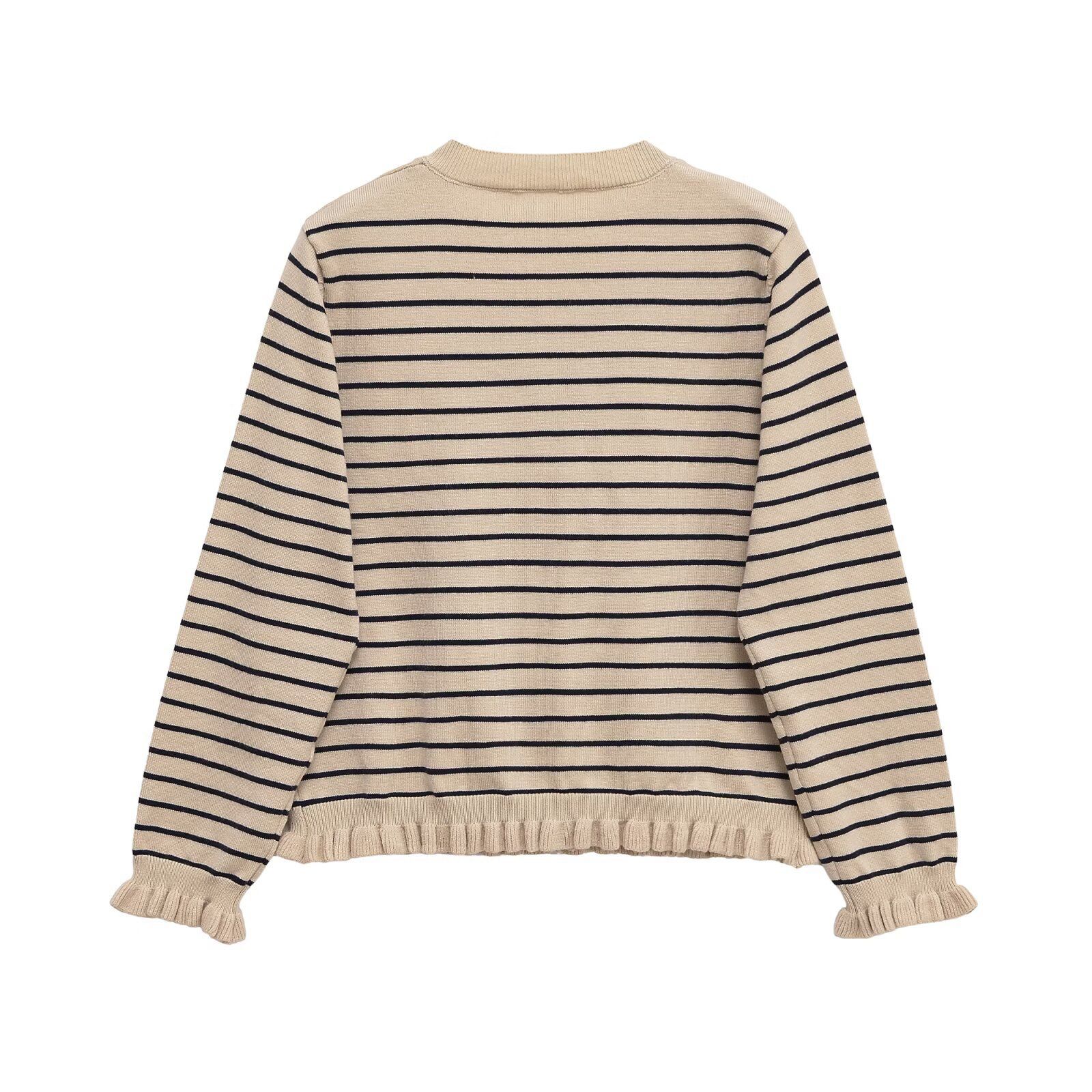 Women's Layered-Trim Crewneck Long-Sleeve Knit Cardigan