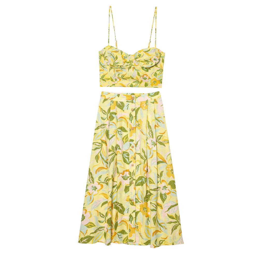 Women's Printed Cami Top and Midi Skirt Set