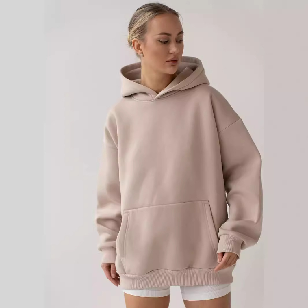 Women's Long-Sleeve Hooded Pullover Sweatshirt Loose Casual Top