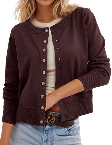 Women's Polka Dot Print Button Cardigan Sweater